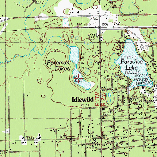 Topographic Map of Foreman Lakes, MI