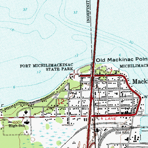 Topographic Map of Fort Michilimackinac State Park, MI