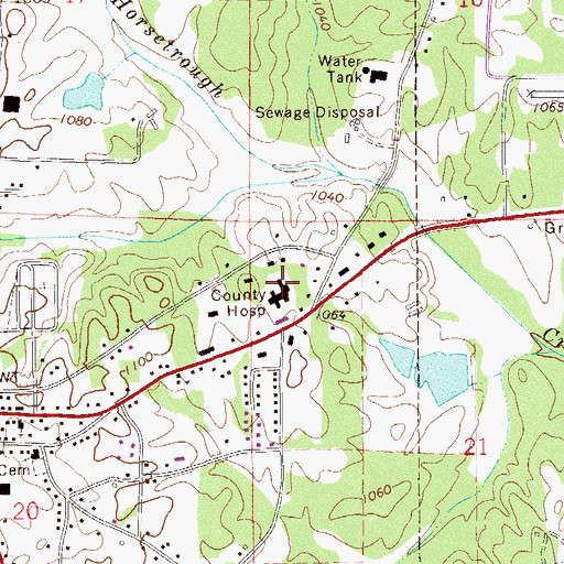 Topographic Map of Clay County Hospital, AL