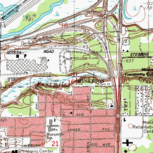 Topographic Map of Fourmile Creek, MI