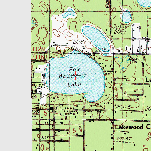 Topographic Map of Fox Lake, MI