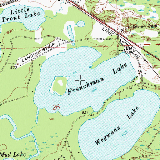Topographic Map of Frenchman Lake, MI