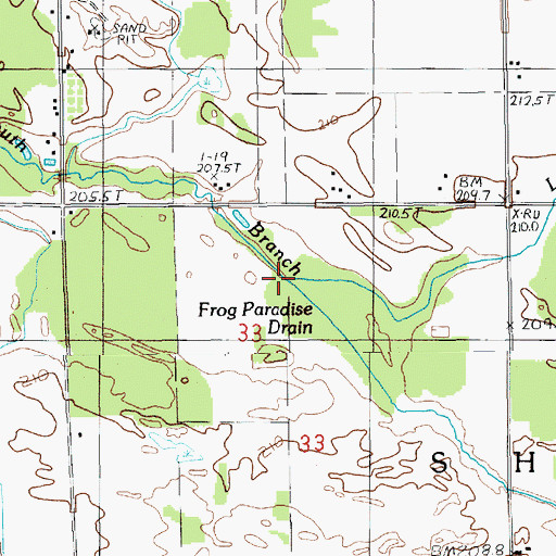 Topographic Map of Frog Paradise Drain, MI