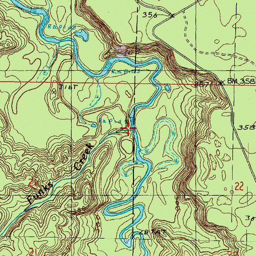 Topographic Map of Funks Creek, MI
