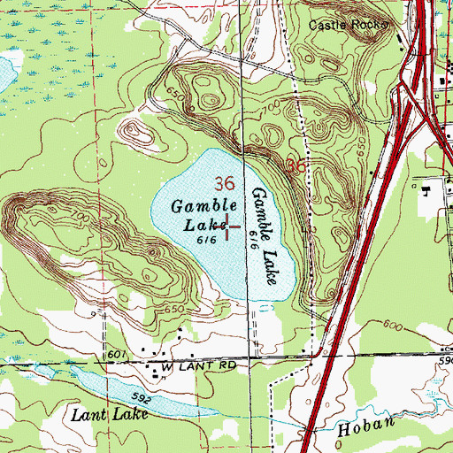 Topographic Map of Gamble Lake, MI