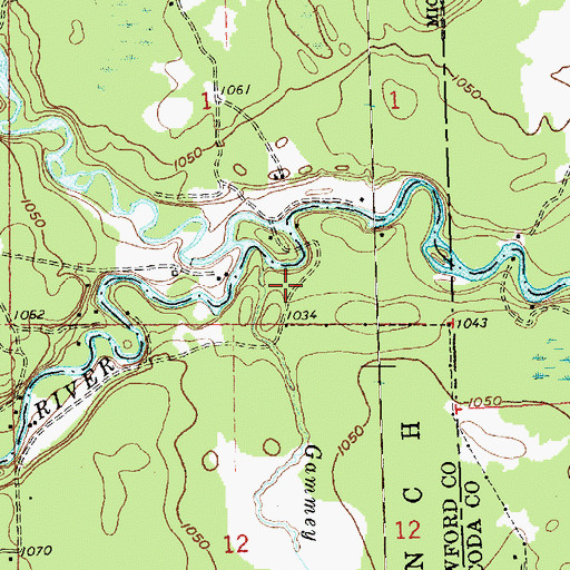 Topographic Map of Gammey Creek, MI