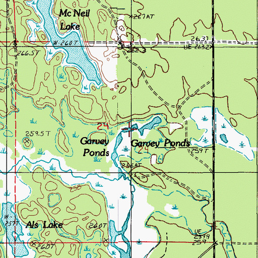 Topographic Map of Garvey Ponds, MI