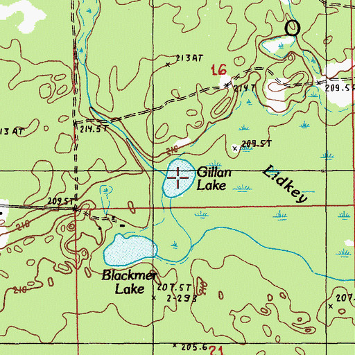 Topographic Map of Gillan Lake, MI