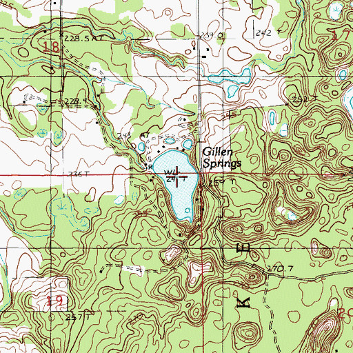 Topographic Map of Gillen Springs, MI