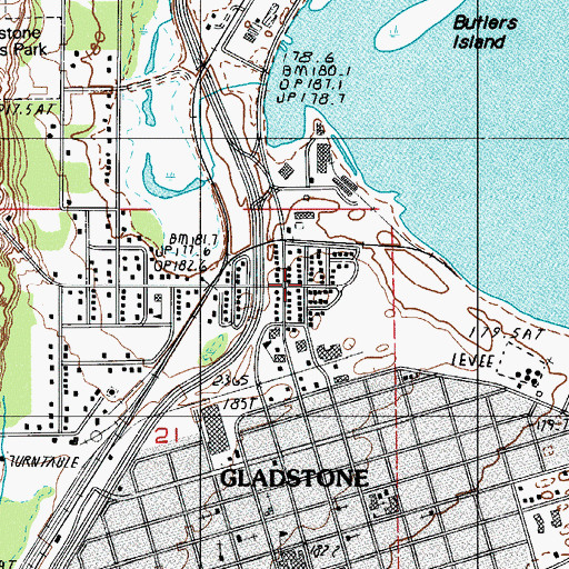 Topographic Map of Gladstone, MI