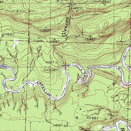 Topographic Map of Gleason Creek, MI