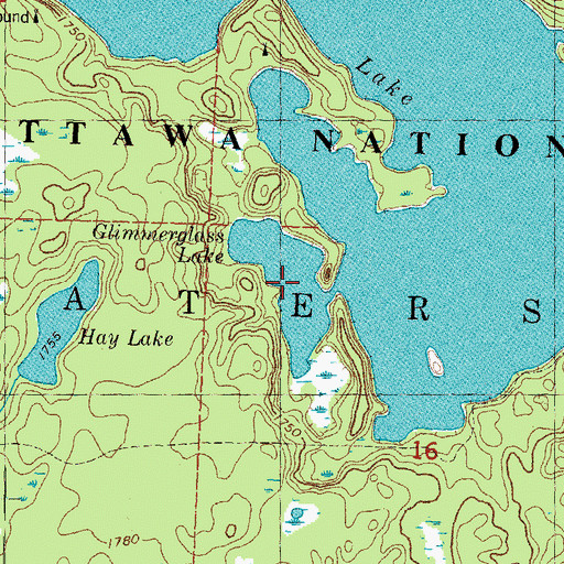 Topographic Map of Glimmerglass Lake, MI
