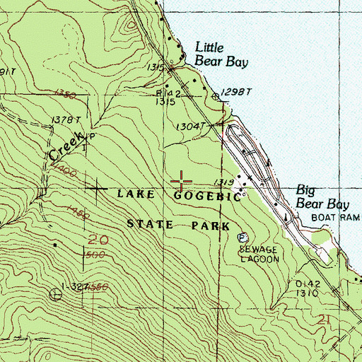 Topographic Map of Gogebic Lake State Park, MI