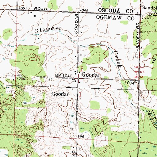 Topographic Map of Goodar, MI