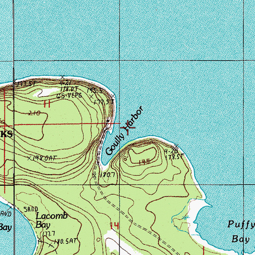 Topographic Map of Goully Harbor, MI