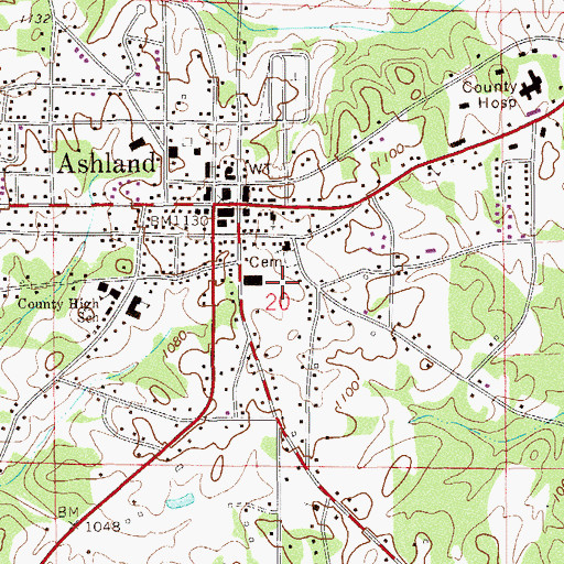 Topographic Map of First Baptist Church, AL