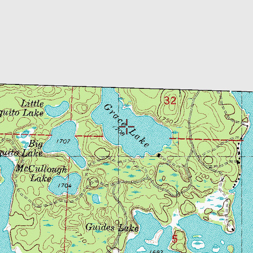 Topographic Map of Grace Lake, MI