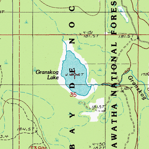 Topographic Map of Granskog Lake, MI