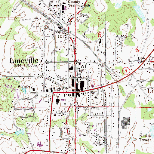 Topographic Map of First United Methodist Church, AL