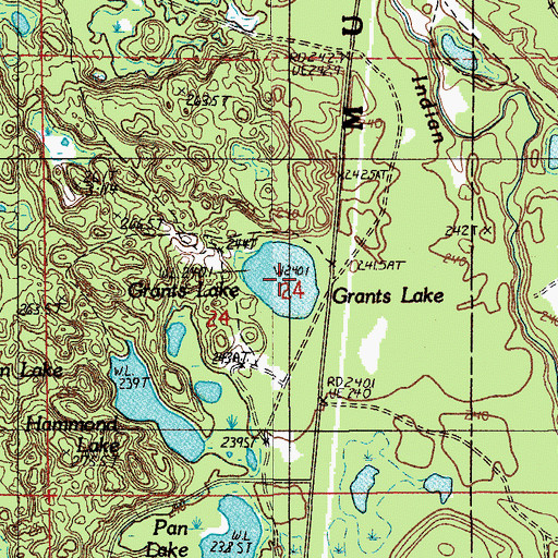 Topographic Map of Grants Lake, MI