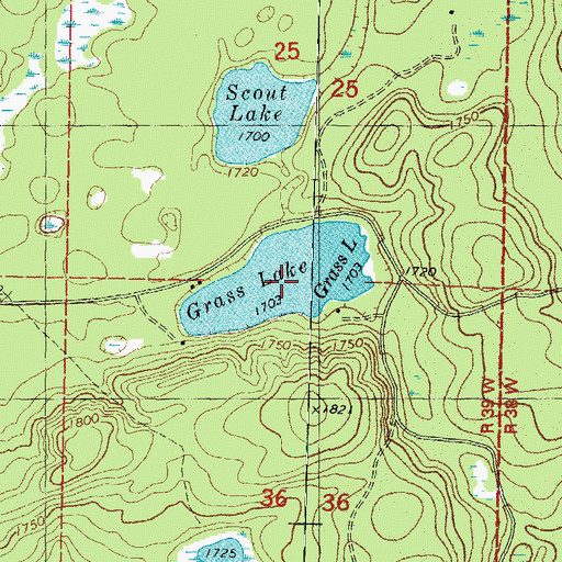 Topographic Map of Grass Lake, MI
