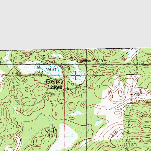 Topographic Map of Grassy Lakes, MI