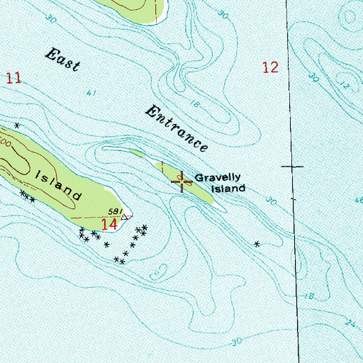 Topographic Map of Gravelly Island, MI