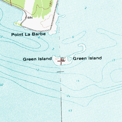 Topographic Map of Green Island, MI
