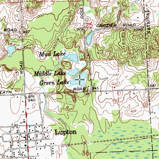 Topographic Map of Green Lake, MI