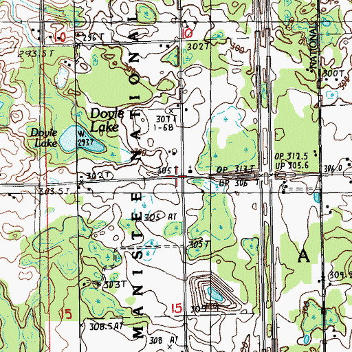 Topographic Map of Green School, MI