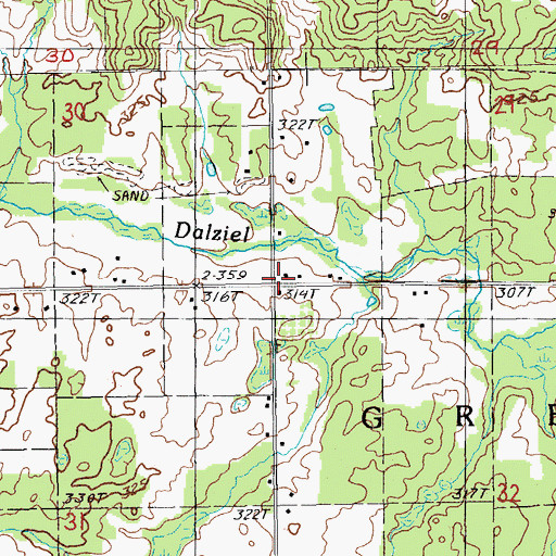 Topographic Map of Green School, MI