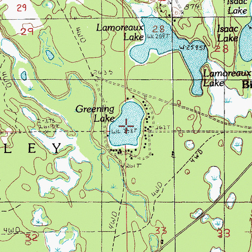 Topographic Map of Greening Lake, MI