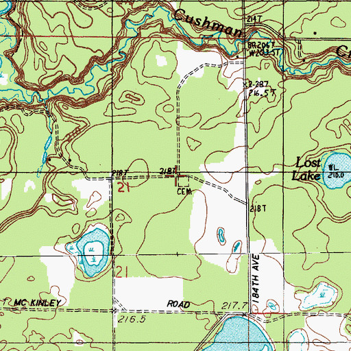 Topographic Map of Greenwood Cemetery, MI