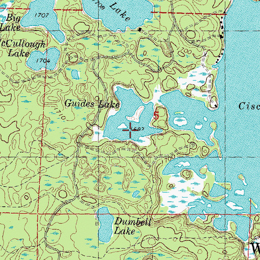 Topographic Map of Guides Lake, MI