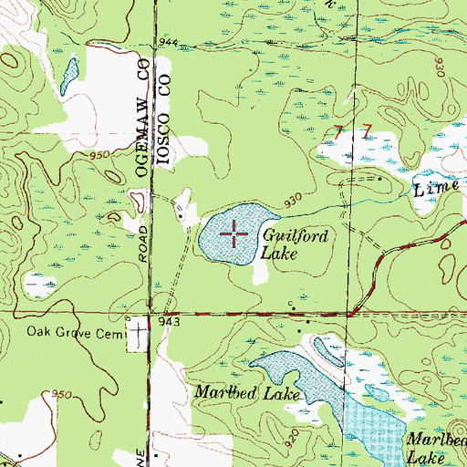 Topographic Map of Guilford Lake, MI