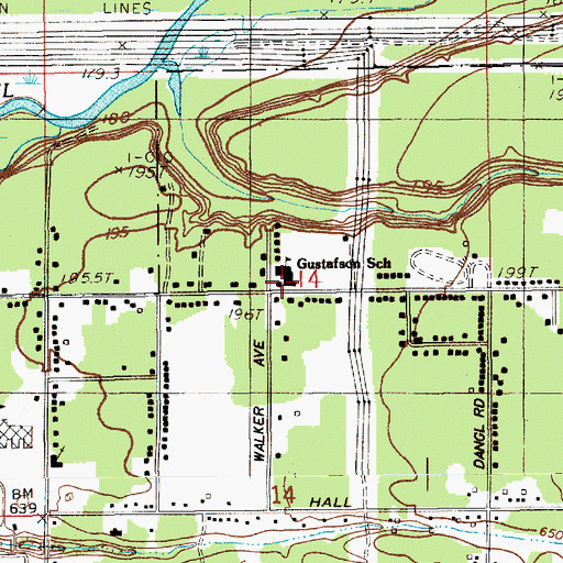 Topographic Map of Gustafson School, MI