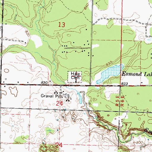 Topographic Map of Hale Cemetery, MI