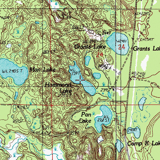 Topographic Map of Hammond Lake, MI