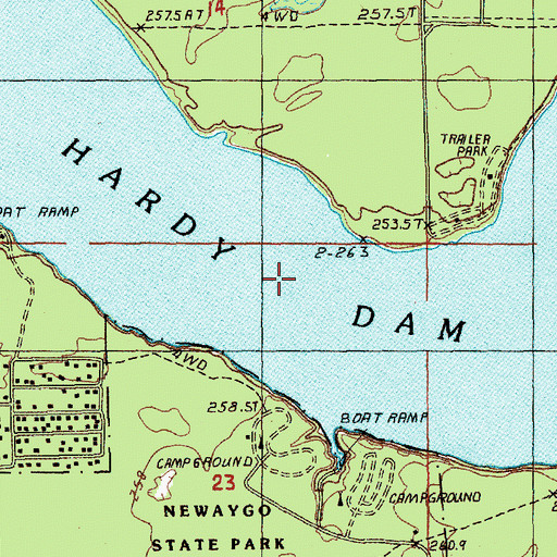 Topographic Map of Hardy Dam Pond, MI