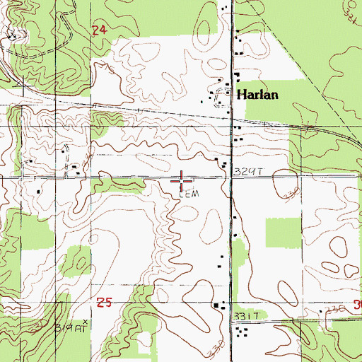 Topographic Map of Harlan Cemetery, MI