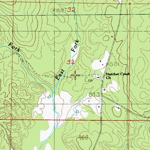 Topographic Map of Hatchet Creek, AL
