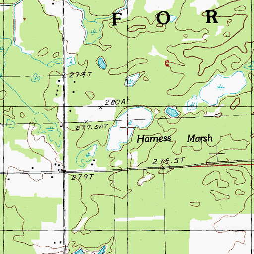 Topographic Map of Harness Marsh, MI