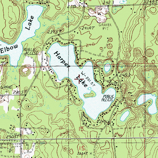 Topographic Map of Harper Lake, MI