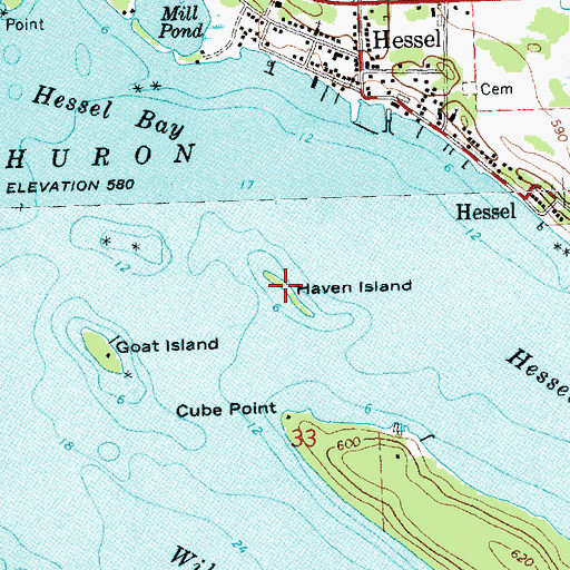 Topographic Map of Haven Island, MI