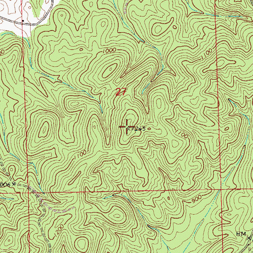 Topographic Map of Hillabee Ridge, AL