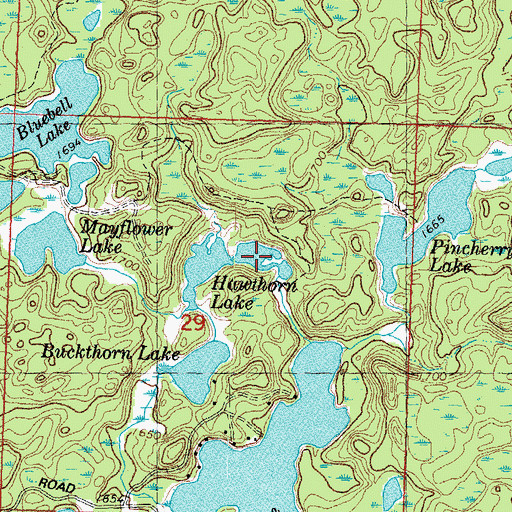 Topographic Map of Hawthorn Lake, MI