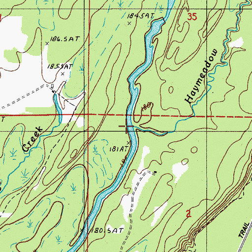 Topographic Map of Haymeadow Creek, MI