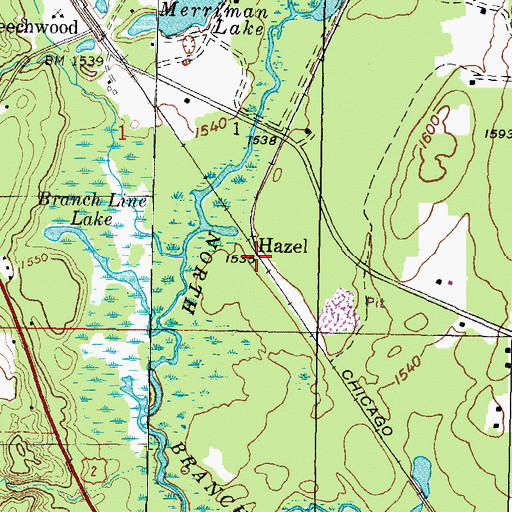 Topographic Map of Hazel, MI