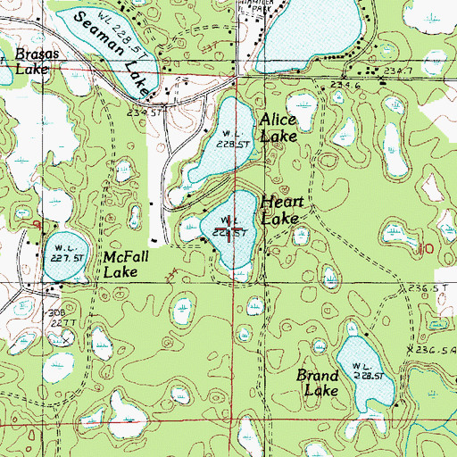 Topographic Map of Heart Lake, MI