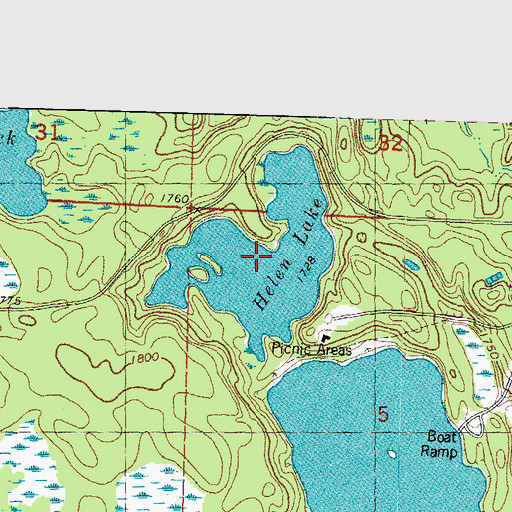 Topographic Map of Helen Lake, MI